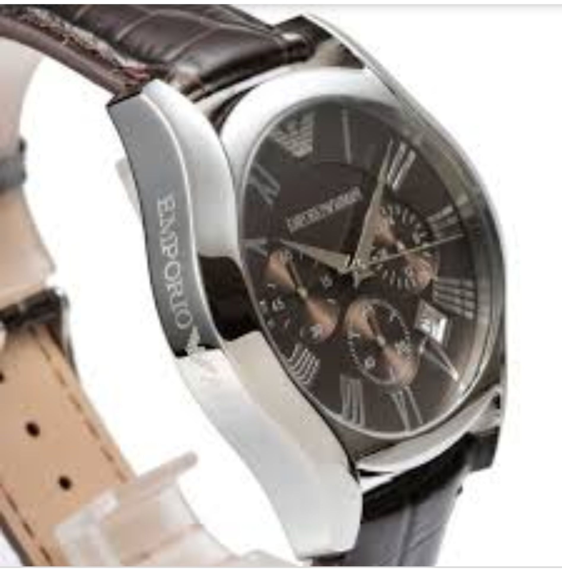 Emporio Armani AR0671 Men's Brown Leather Strap Quartz Chronograph Watch - Image 6 of 10