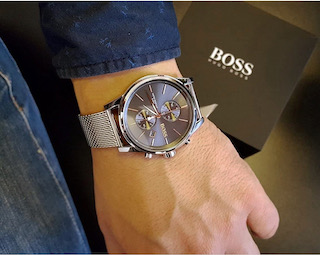 Hugo Boss 1513440 Men's Jet Silver Mesh Band Chronograph Watch - Image 2 of 5