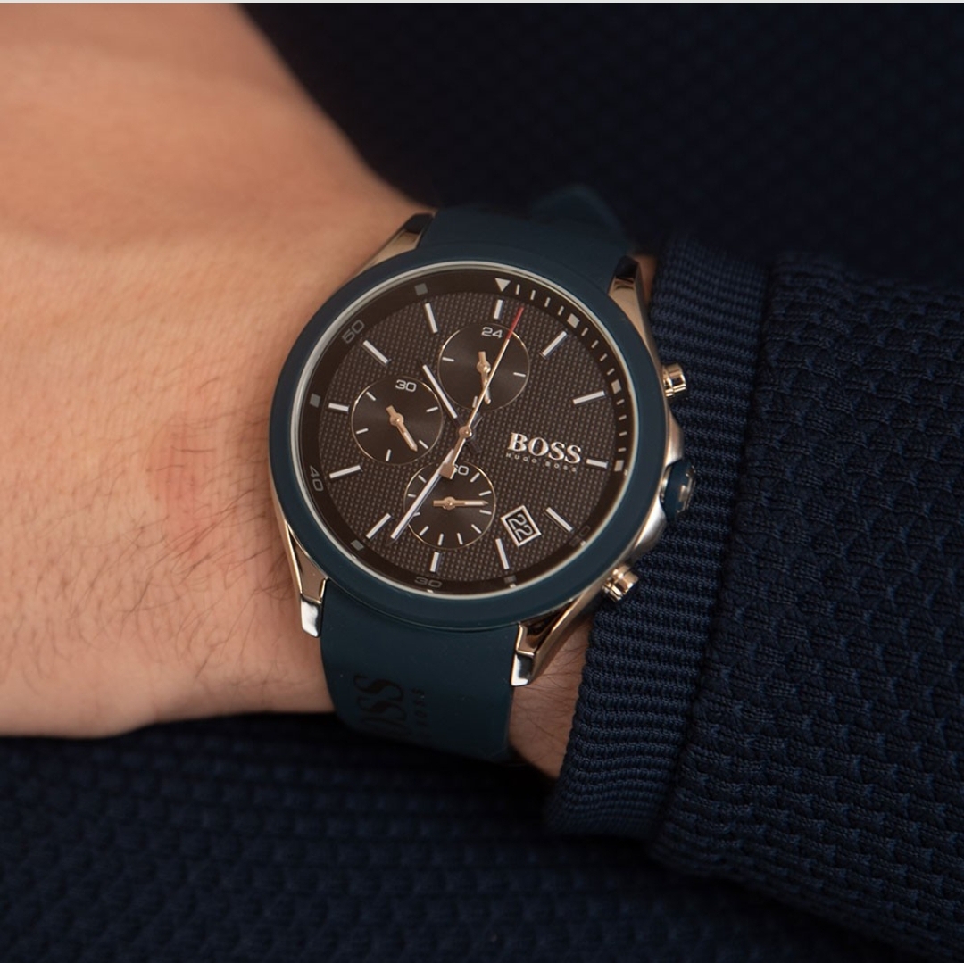 Hugo Boss 1513717 Men's Velocity Blue Rubber Strap Quartz Chronograph Watch - Image 4 of 8