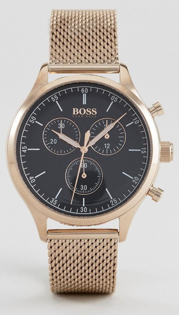 Hugo Boss 1513548 Men's Companion Rose Gold Mesh Band Quartz Chronograph Watch - Image 2 of 6