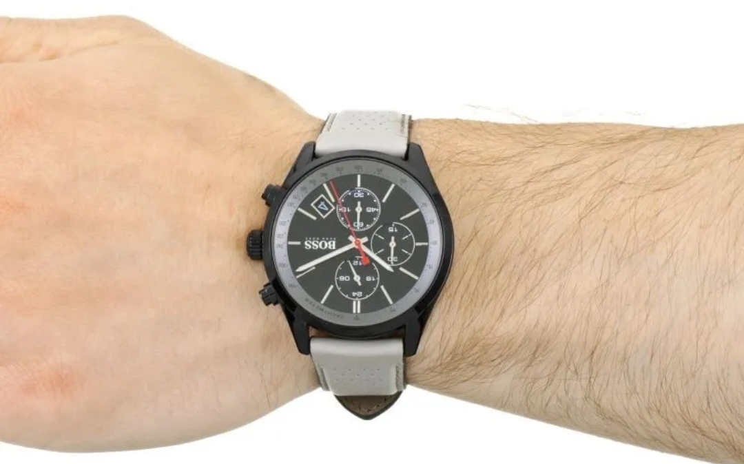 Hugo Boss 1513562 Men's Grand Prix Leather Strap Quartz Chronograph watch - Image 5 of 6