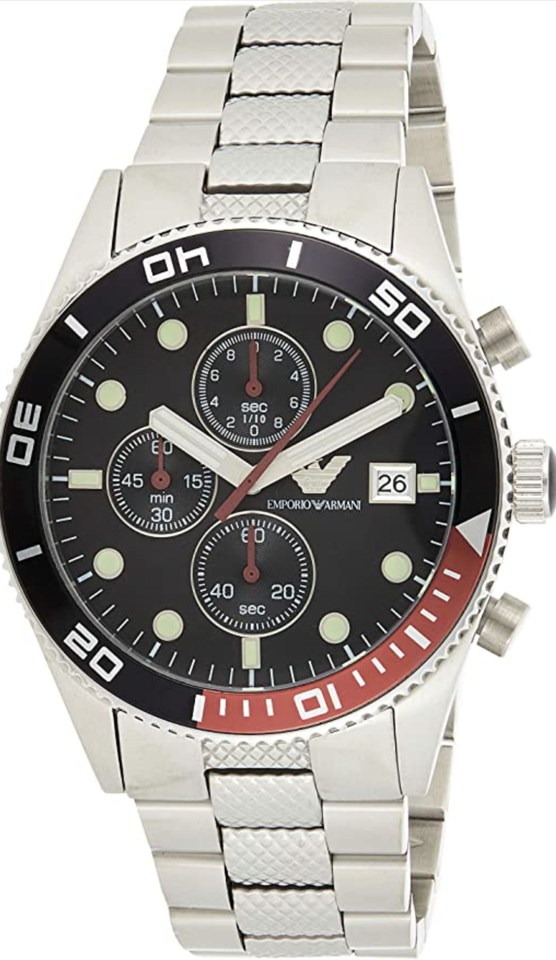 Emporio Armani AR5855 Men's Black Dial Silver Tone Bracelet Quartz Chronograph Watch - Image 2 of 8