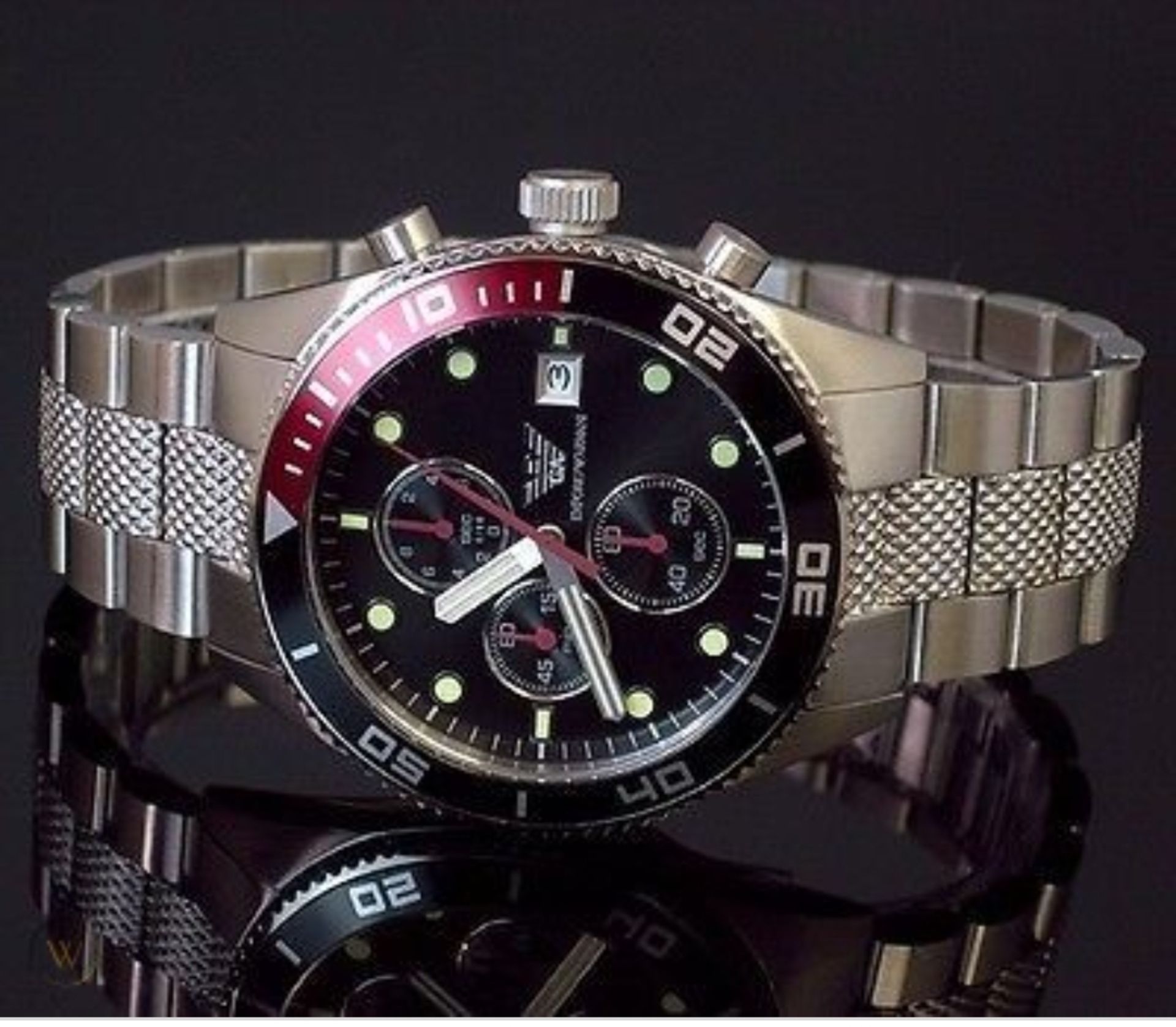 Emporio Armani AR5855 Men's Black Dial Silver Tone Bracelet Quartz Chronograph Watch - Image 3 of 8