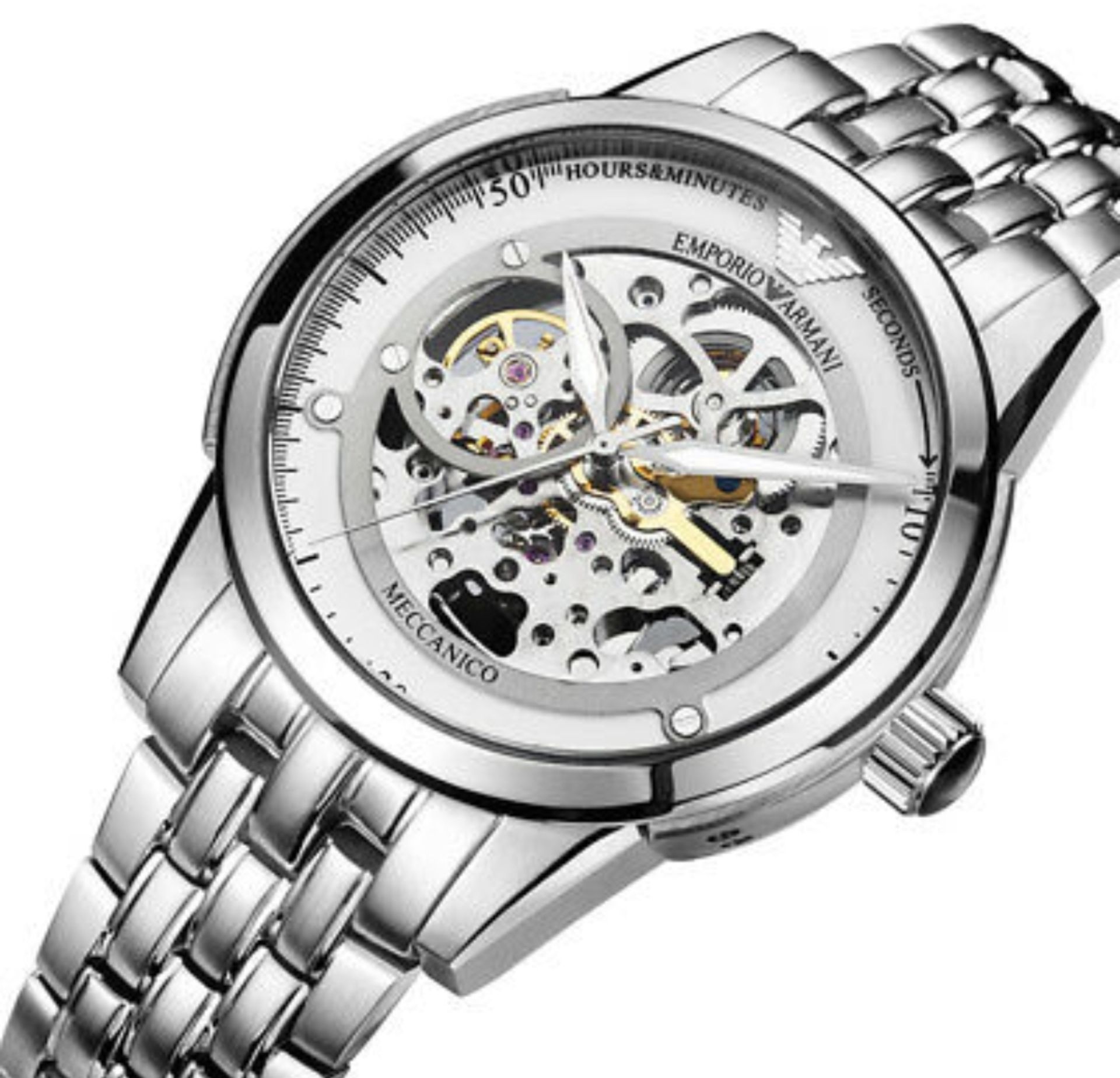 Emporio Armani AR4626 Men's Meccanico Silver Bracelet Watch - Image 3 of 5