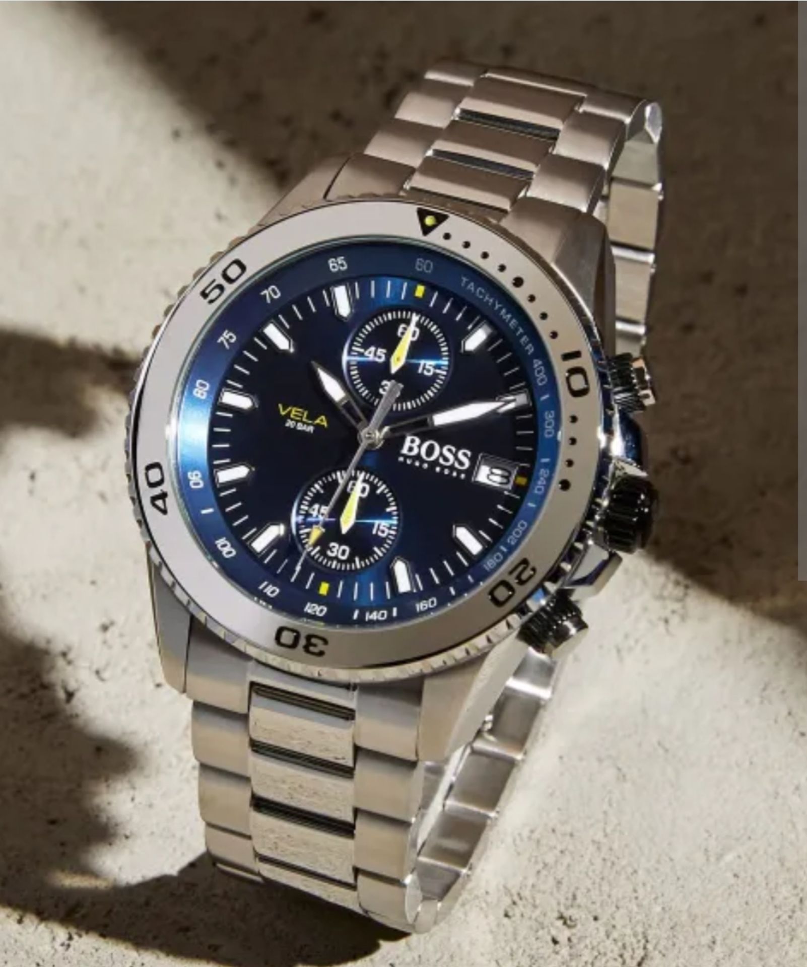 Hugo Boss 1513775 Men's Vela Silver Stainless Steel Bracelet Quartz Chronograph Watch - Image 9 of 10