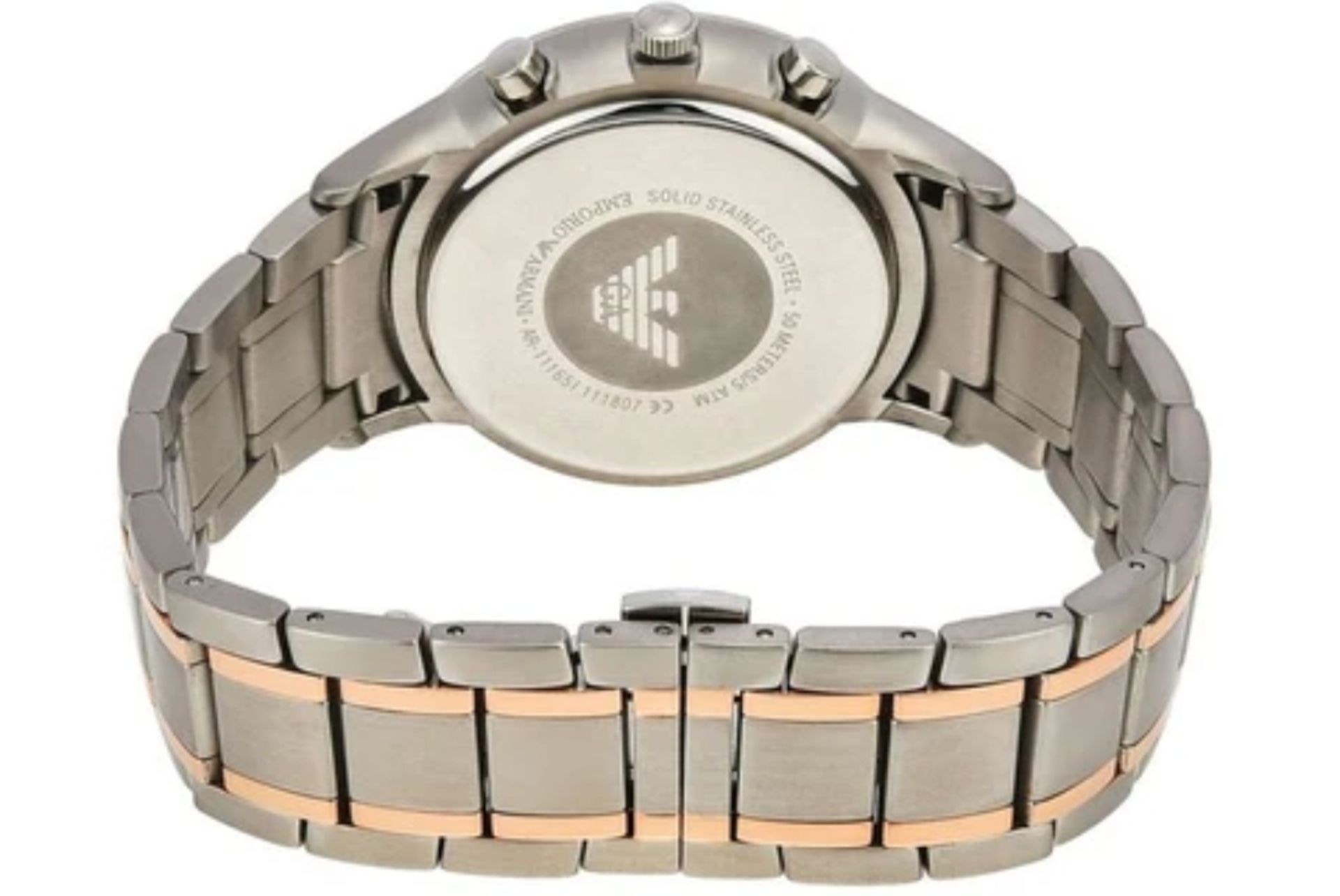 Emporio Armani AR11165 Men's Renato Two Tone Stainless Steel Bracelet Chronograph Watch - Image 4 of 5