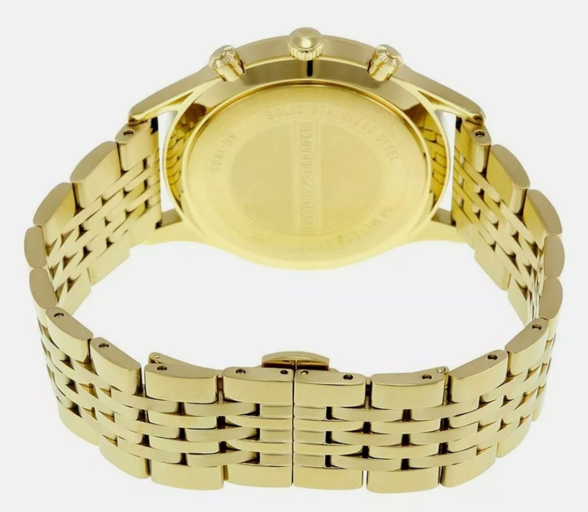 Emporio Armani AR1893 Men's Black Dial Gold Tone Bracelet Quartz Chronograph Watch - Image 4 of 7