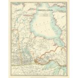 Canada Ontario Lake Superior Lake Michigan Large Antique Map.