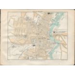 Plan of Belfast Streets & Districts Antique Coloured Map.