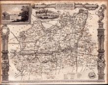 County of Surrey Steel Engraved Victorian Thomas Moule Map.