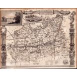 County of Surrey Steel Engraved Victorian Thomas Moule Map.