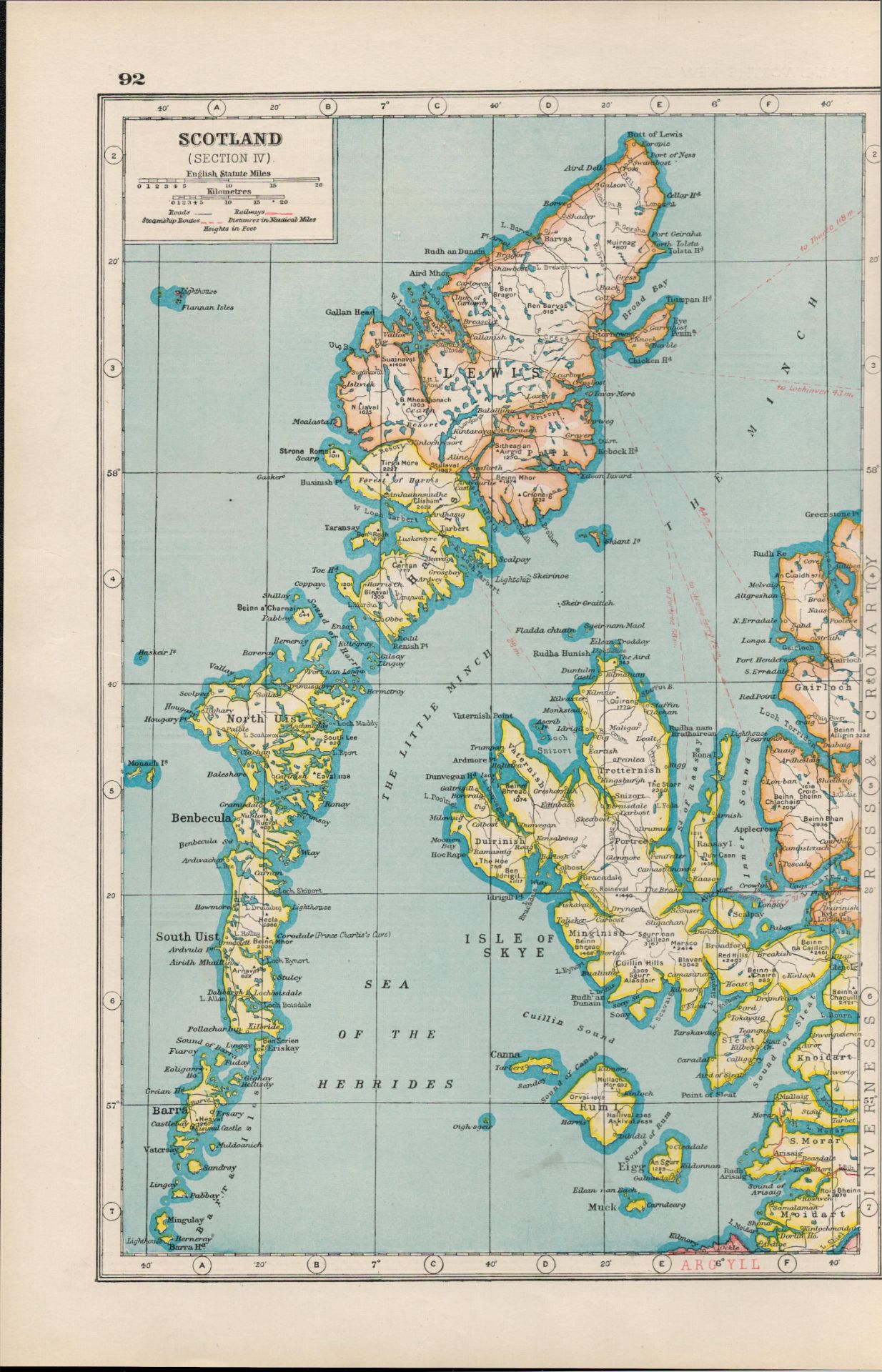 Scotland Isle of Skye-Lewis- Uist Antique Victorian Map-92.