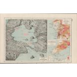 WW1 Gallipoli The Dardanelles Coloured Antique Map 1922.