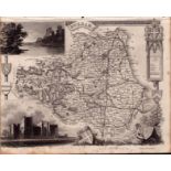 County Durham Steel Engraved Victorian Thomas Moule Map.