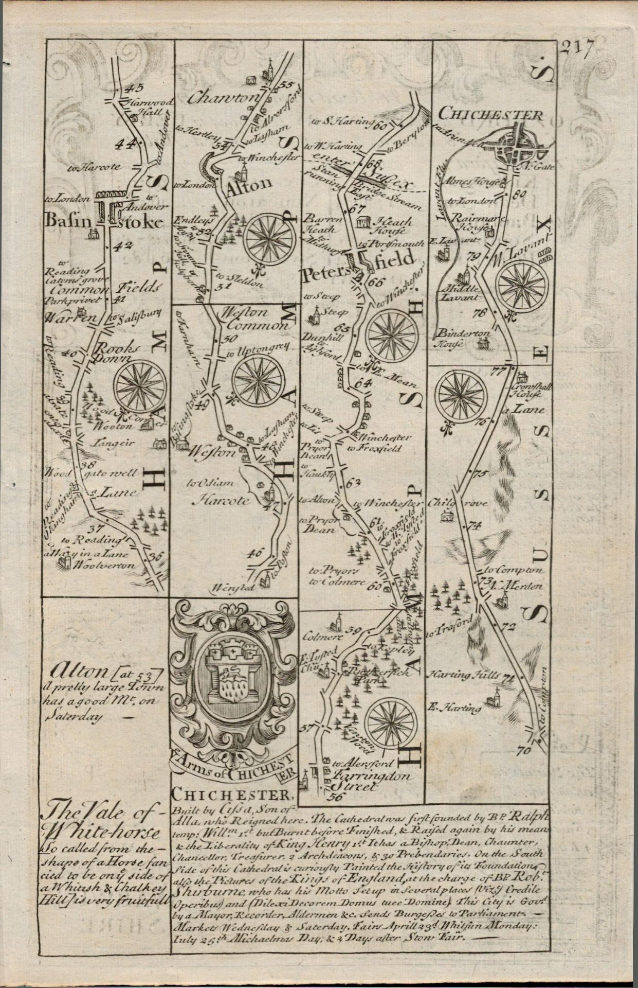 Britannia Depicta E Bowen c1730 Map Oxford to Coventry Banbury Nuneaton Derby Etc. - Image 2 of 2