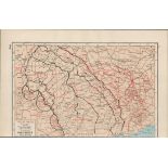 WW1 Western Front Battle Lines Antique Coloured Map 1922.