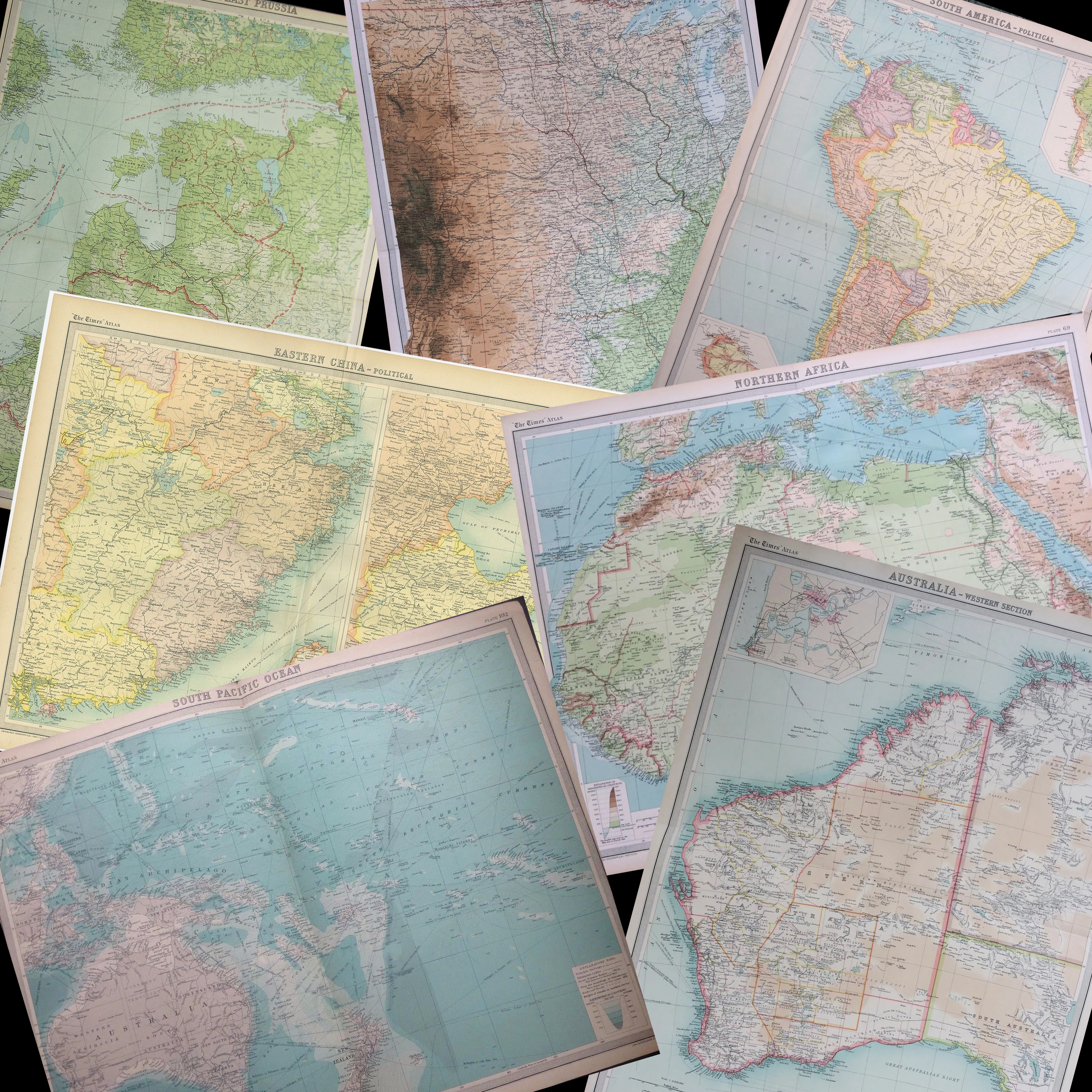 Collection of 7 John Bartholomew Large Antique World Maps -2