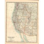 United States West California Nevada Utah Wyoming Etc Large Antique Map.