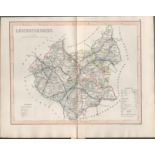 Leicestershire 1850 Antique Steel Engraved Map Thomas Dugdale.