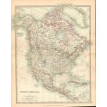 North America Canada Montreal Ontario Alaska Montana Large Coloured Antique Map.