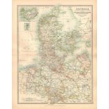 Denmark With Schleswig-Holston Hanover Large Coloured Antique Map.