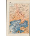 WW1 Western Front Loos & Hohenzollern Coloured Antique Map 1922.