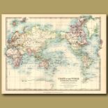 Chart of The World On Mercators Projection Large Antique Map.