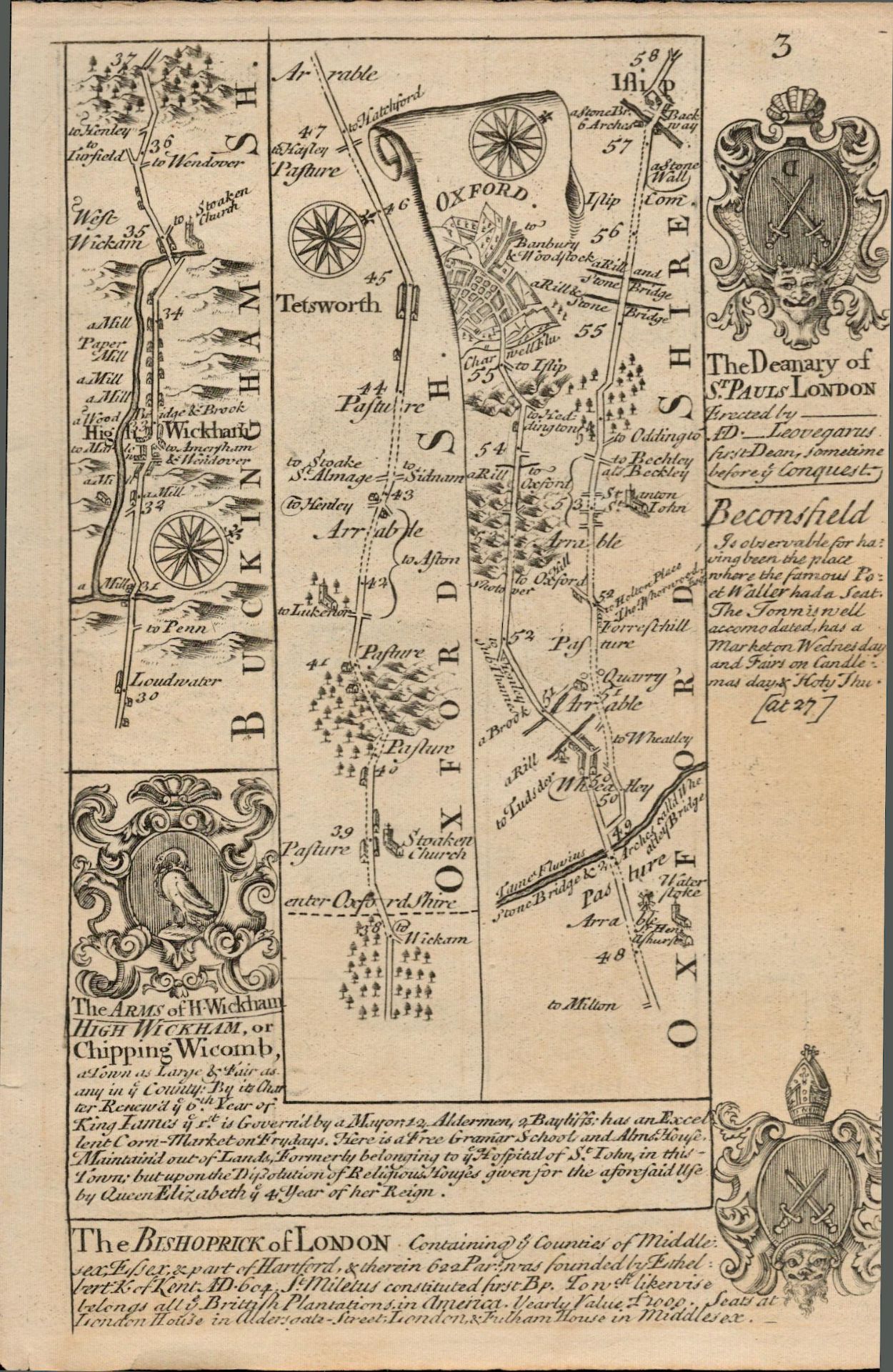 Britannia Depicta E Bowen c1730 Map The Deanery of St Pauls Cathedral London