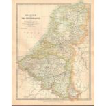Belgium & The Netherlands Amsterdam Antwerp Flanders Large Coloured Antique Map.