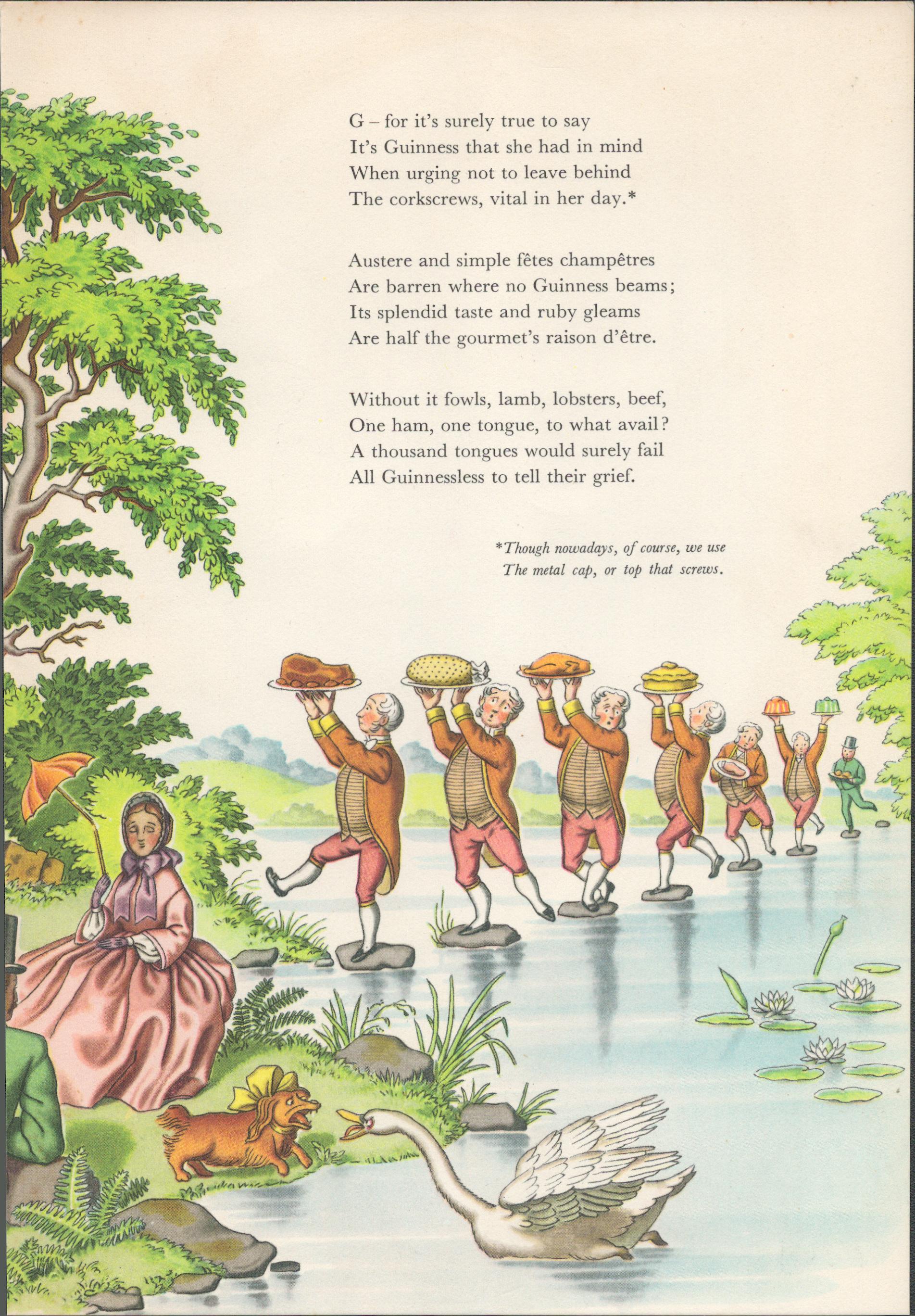 Double Sided Guinness Print 1956 ""The Foreigner & Serving the Picnic - Image 2 of 2