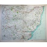 Victorian 1897 Map Suffolk & NE Essex Colchester Ipswich Harwich Felixstowe.