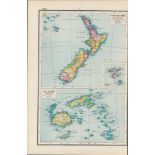 New Zealand & Fiji Coloured Antique Map-372.