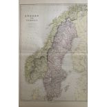 Sweden & Norway Large Coloured Victorian 1882 Blackie Map.