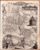 Oxfordshire Steel Engraved Victorian Thomas Moule Map.
