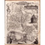 Oxfordshire Steel Engraved Victorian Thomas Moule Map.