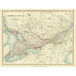 Canada Quebec Ontario Lake Erie Lahe Huron Large Antique Map.