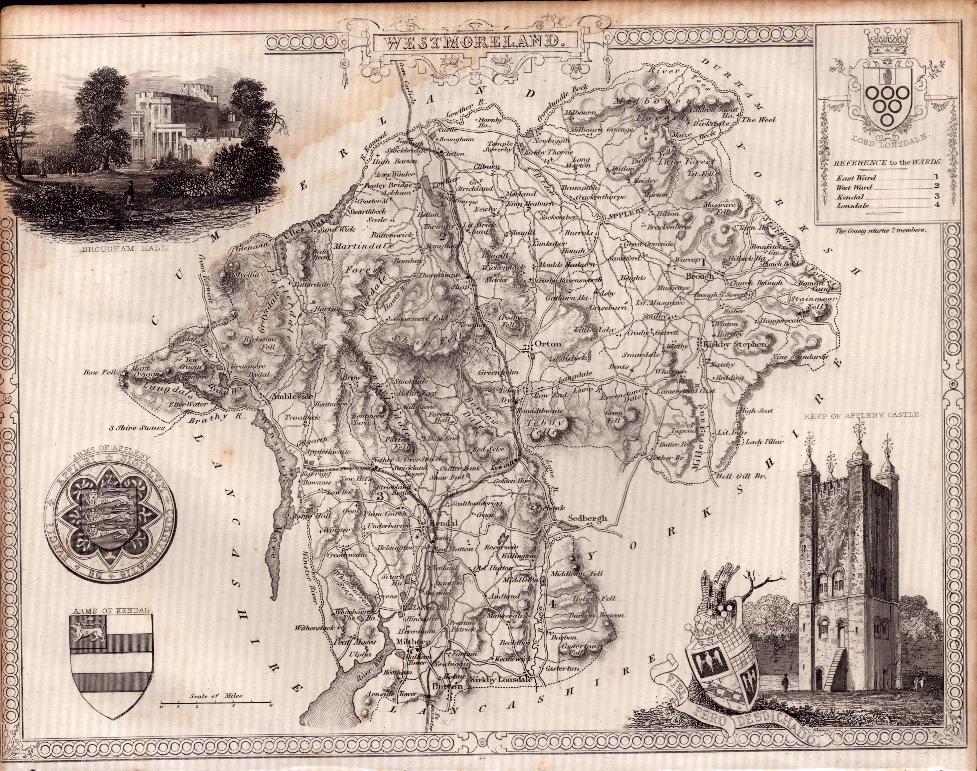 Lake District & Dales Steel Engraved Victorian Thomas Moule Map.