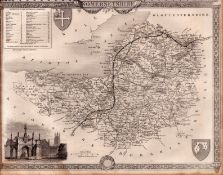 Somersetshire Steel Engraved Victorian Thomas Moule Map.