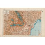 WW1 Along The Eastern Front Antique Coloured Map 1922.