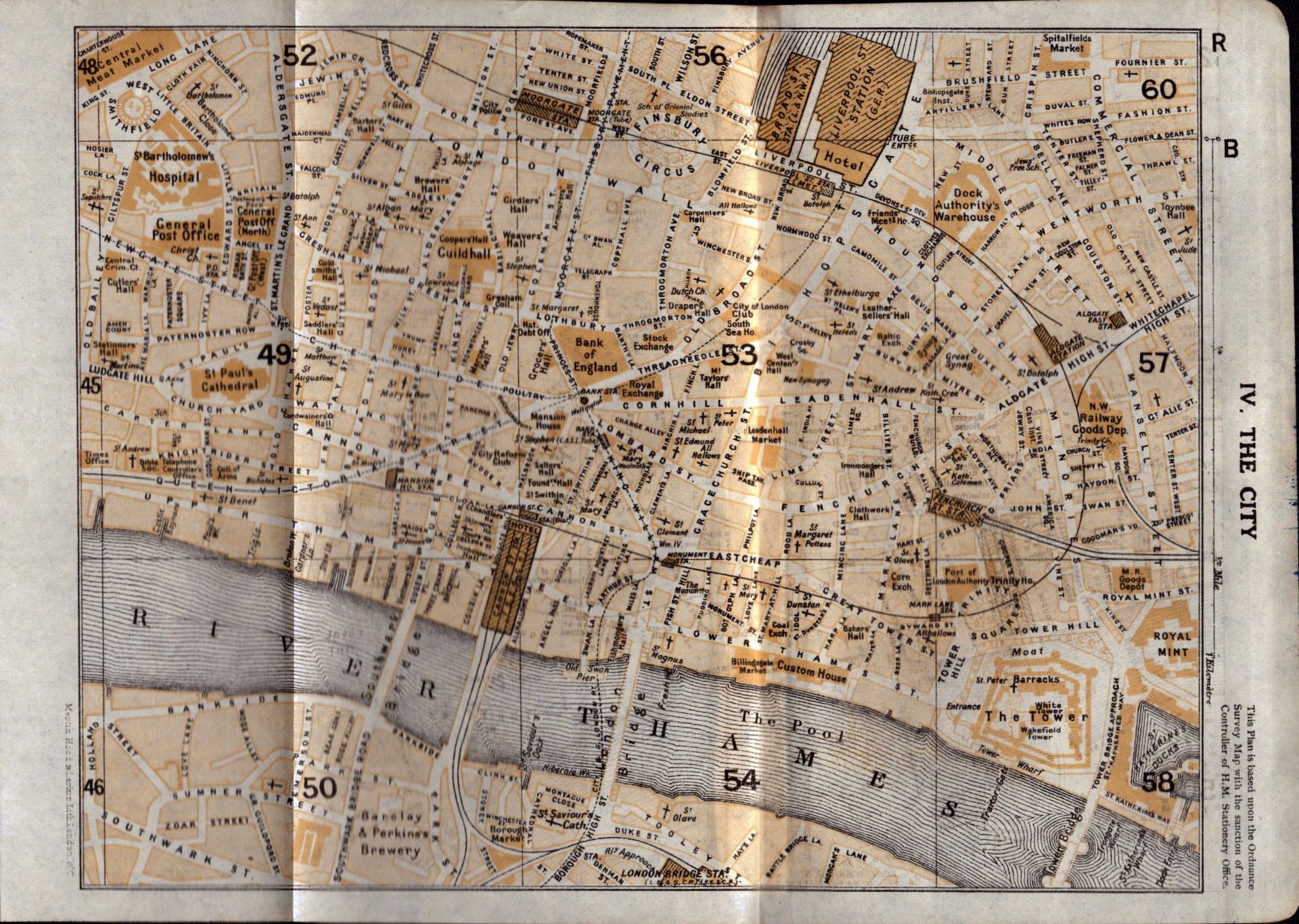 The City of London Detailed Street Plan Antique Map.