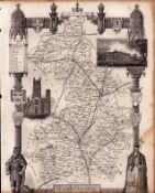 Cambridgeshire Steel Engraved Victorian Thomas Moule Map.