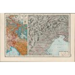 WW1 The Italian & Isonzo Front Coloured Antique Map 1922.