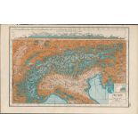 The Alps Switzerland Coloured Antique Map-145.