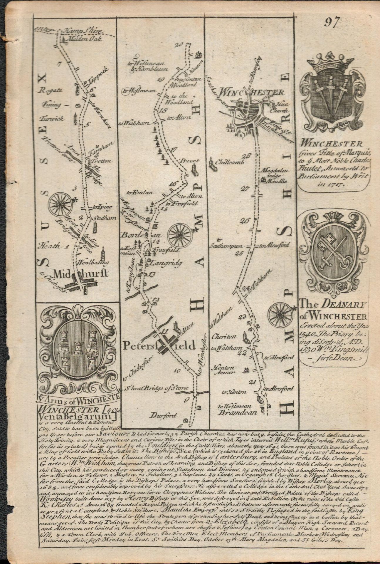 Britannia Depicta E Bowen c1730 Map Derbyshire High Peak Scarsdale Buxton Derby Etc. - Image 2 of 2