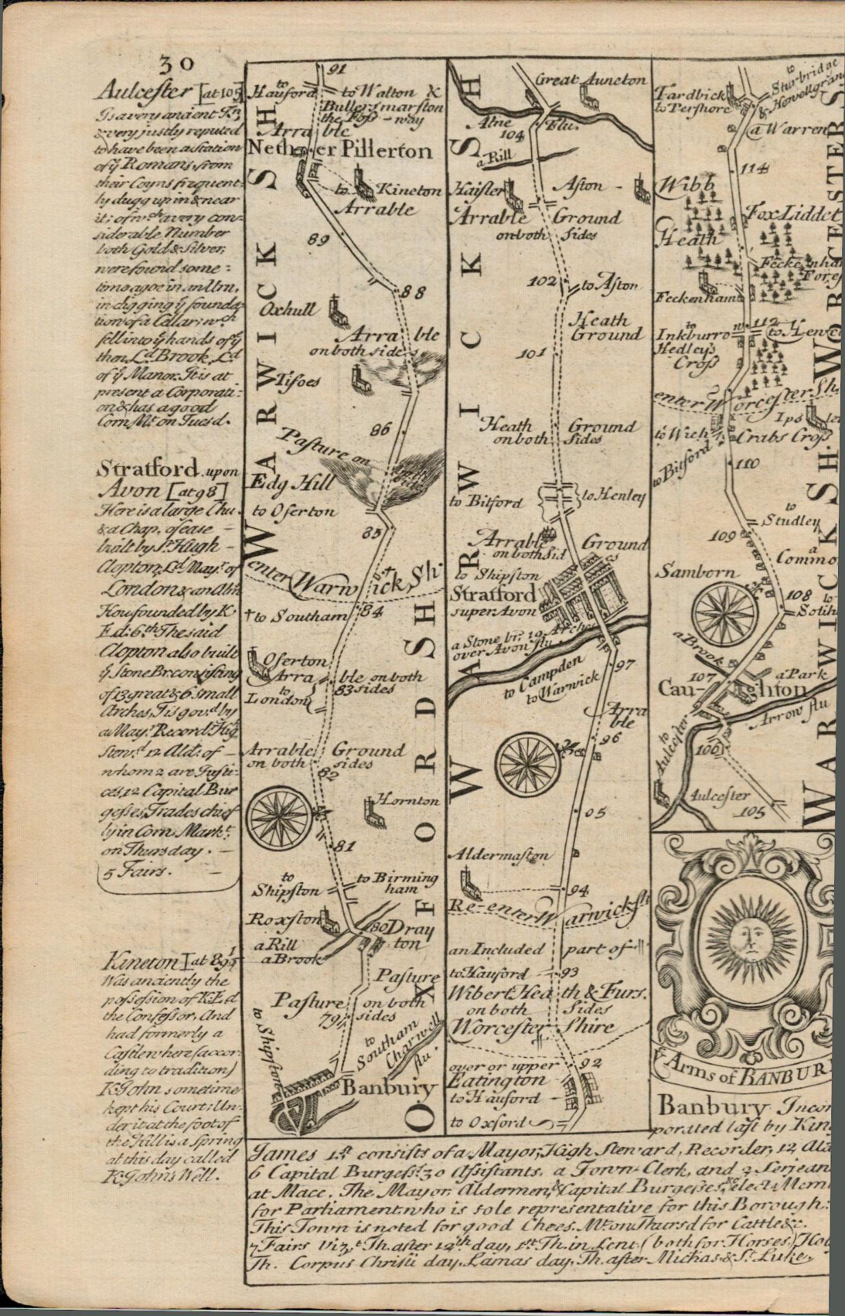 Britannia Depicta E Bowen c1730 Map Wendover, Aylesbury, Buckingham, Banbury.