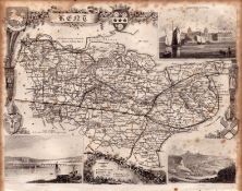 County of Kent Steel Engraved Victorian Thomas Moule Map.