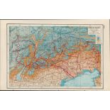 WW1 The Italian Front Coloured Antique Map 1922.