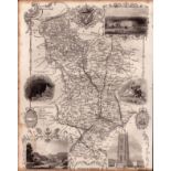 Derbyshire Steel Engraved Victorian Thomas Moule Map.