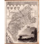 Cumbria & Lake District Steel Engraved Victorian Thomas Moule Map.