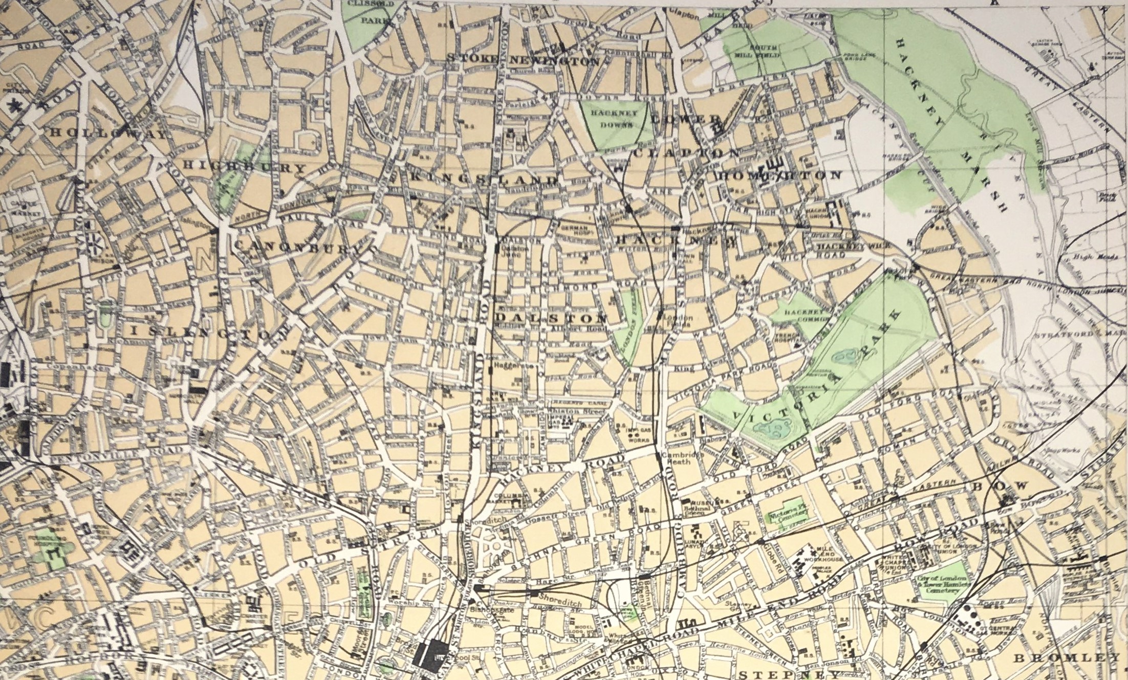 The East End Of London Large Victorian Streets Areas Map GW Bacon 1899. - Image 3 of 5